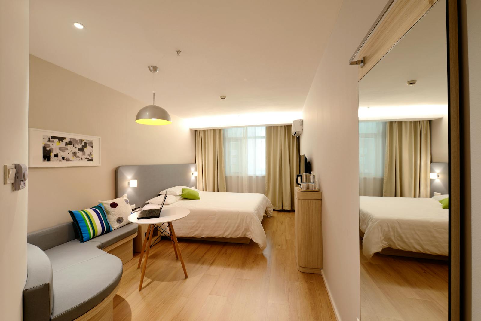 A serene primary bedroom addition with natural light