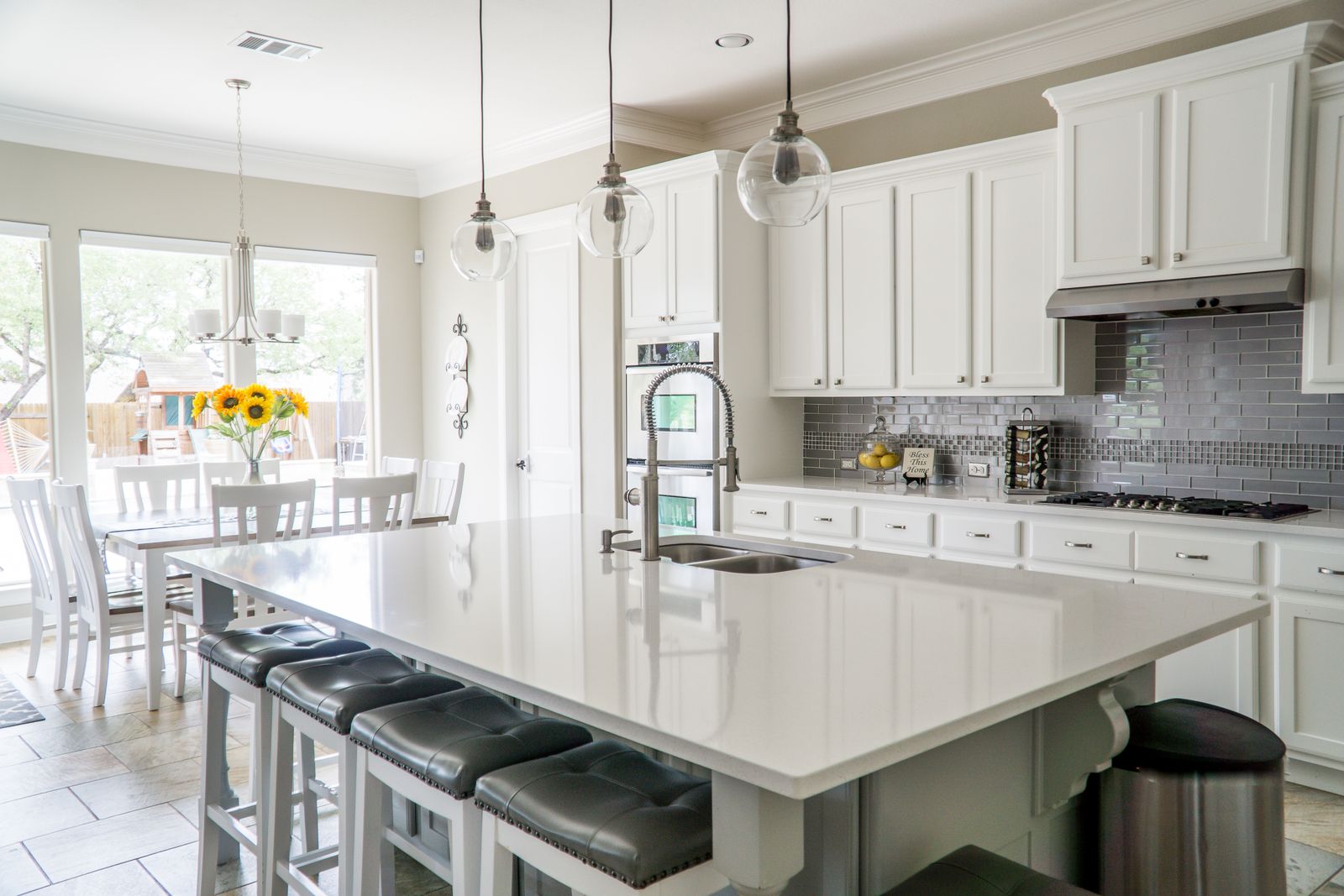 A bright white remodeled kitchen
